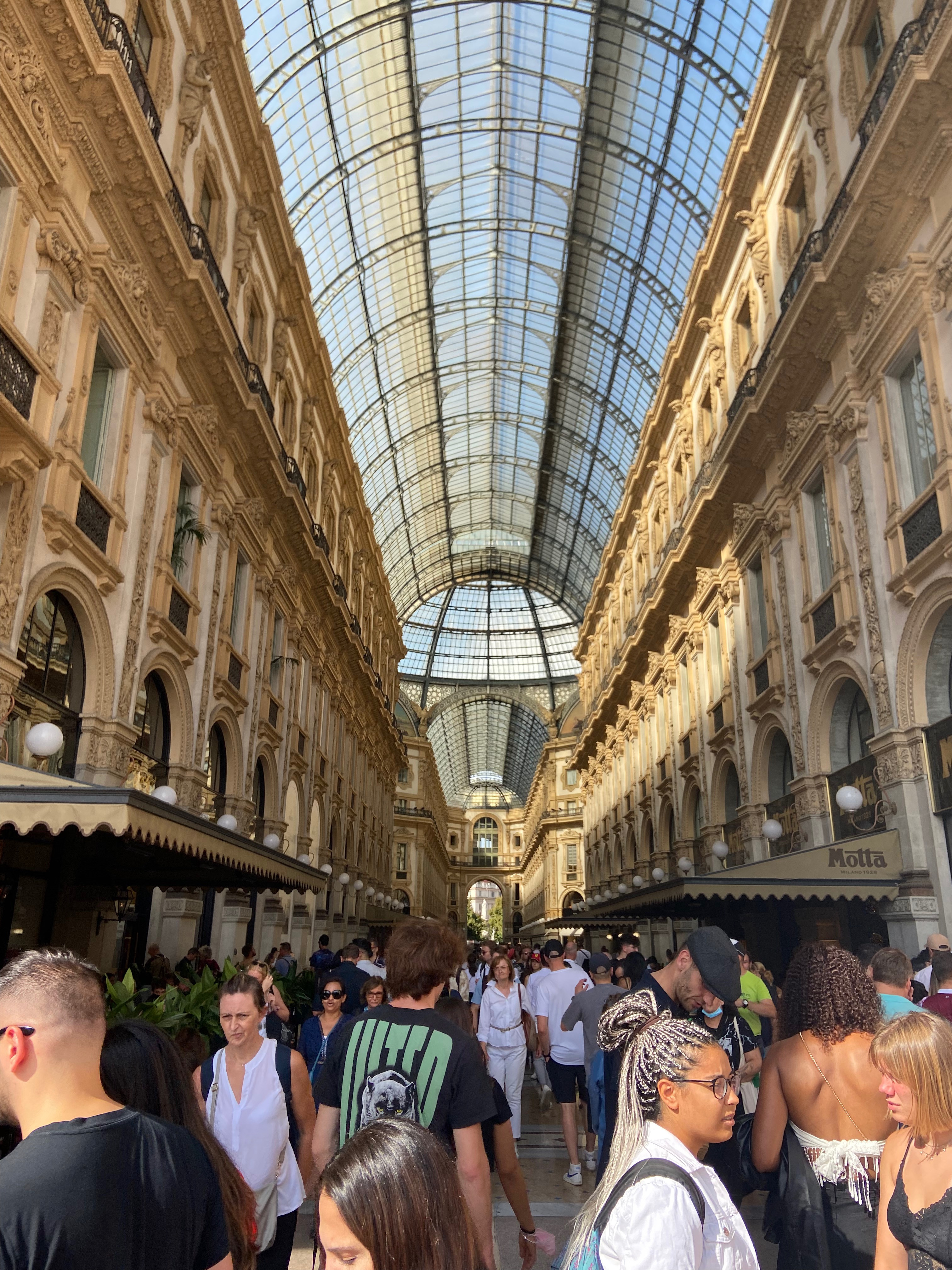 At the front of the shopping arcade.