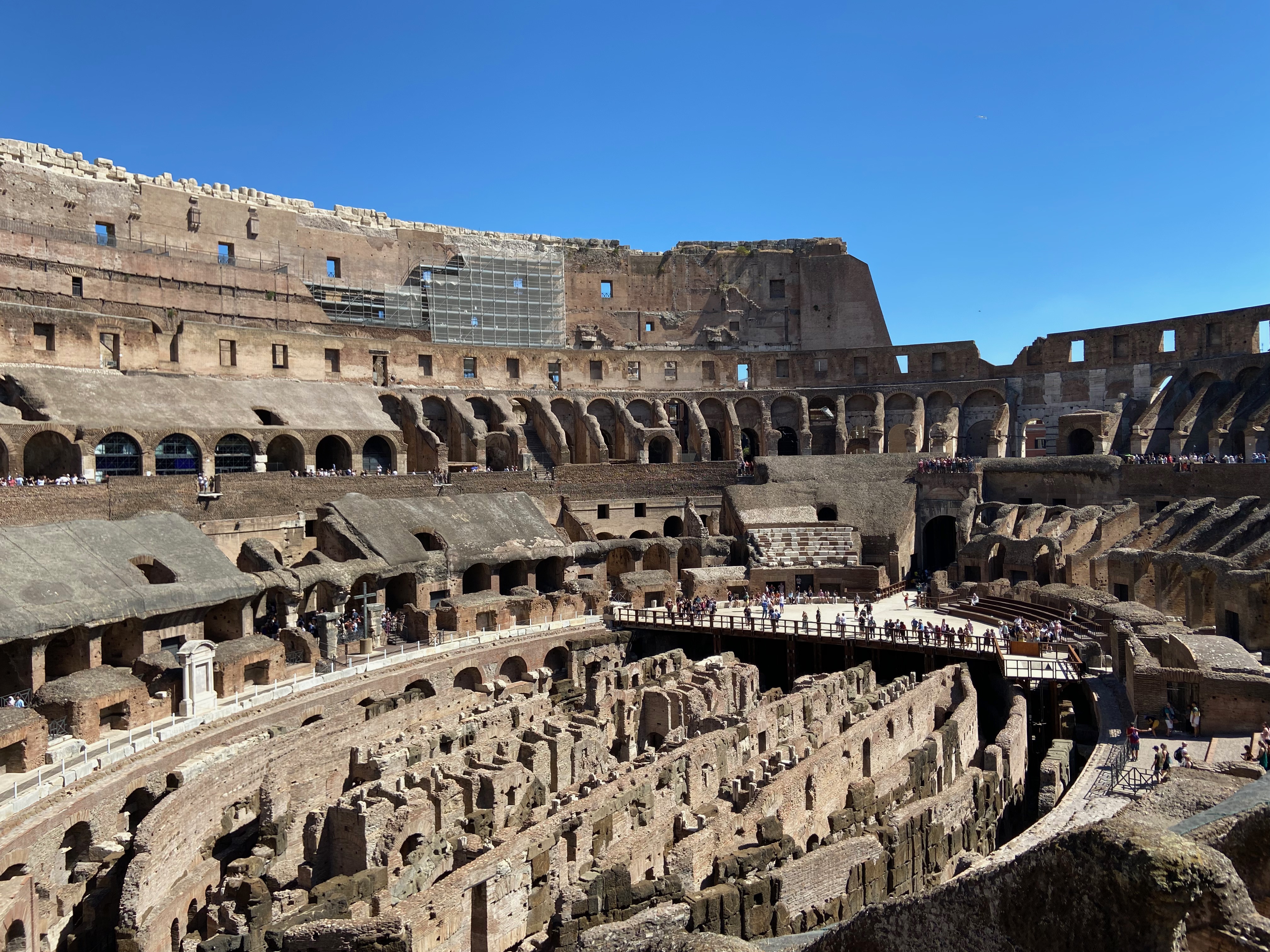 Inside the Colloseum looking at it side on.