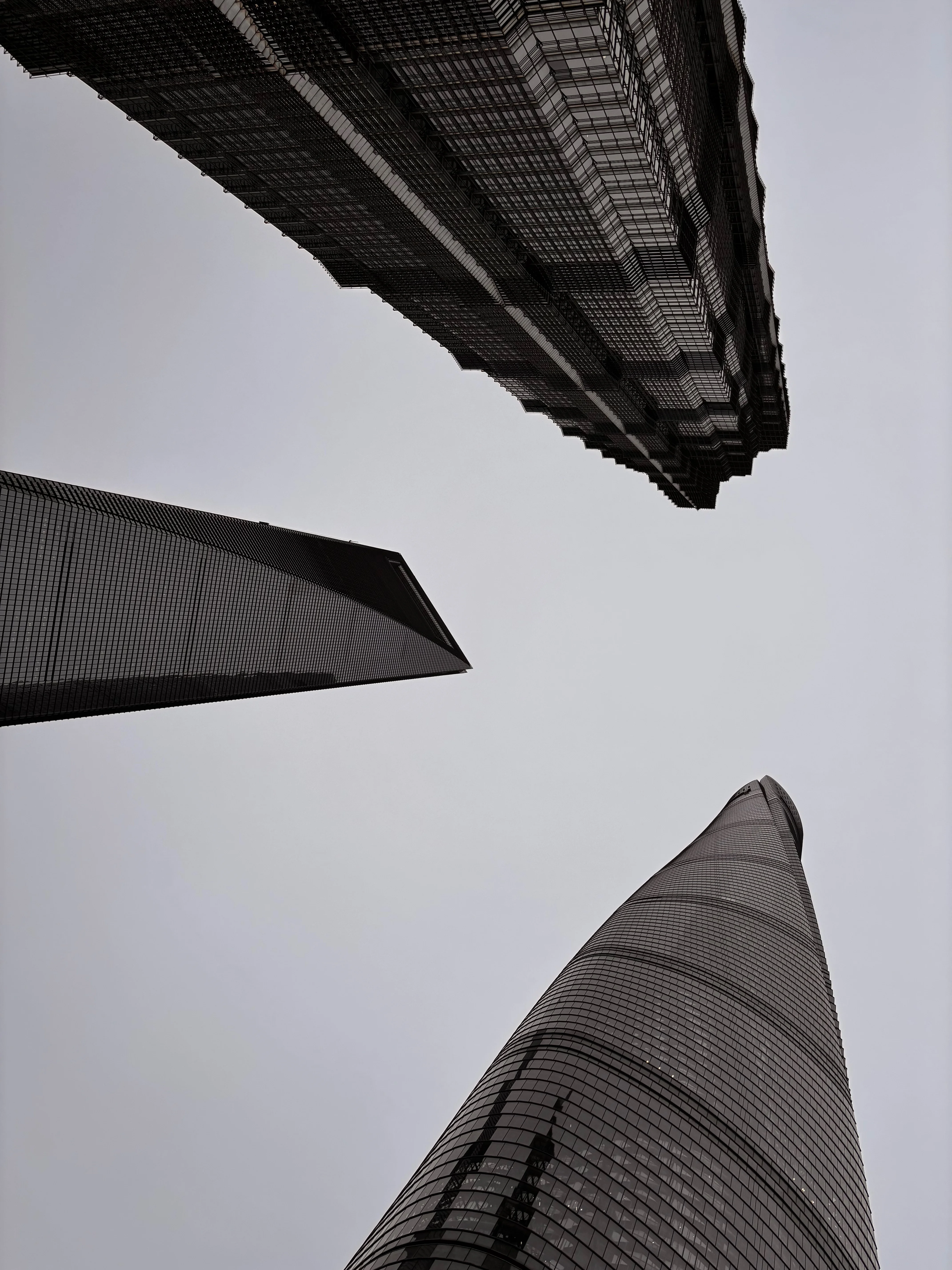 A picture of the three biggest towers in Shanghai