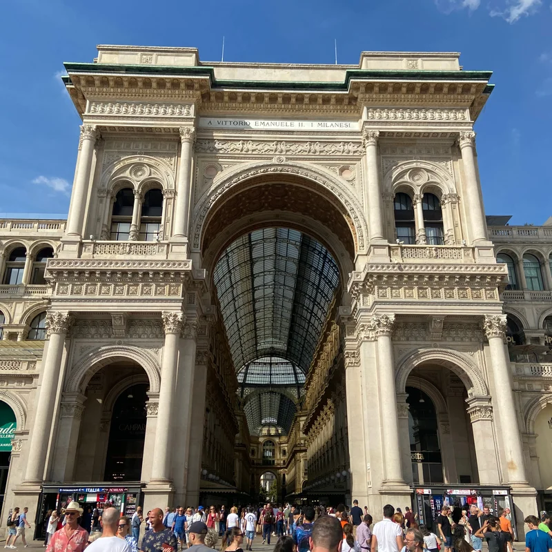 Looking into the shopping arcade from the outside.