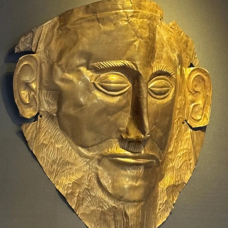 Mask of Agamemnon from the side.