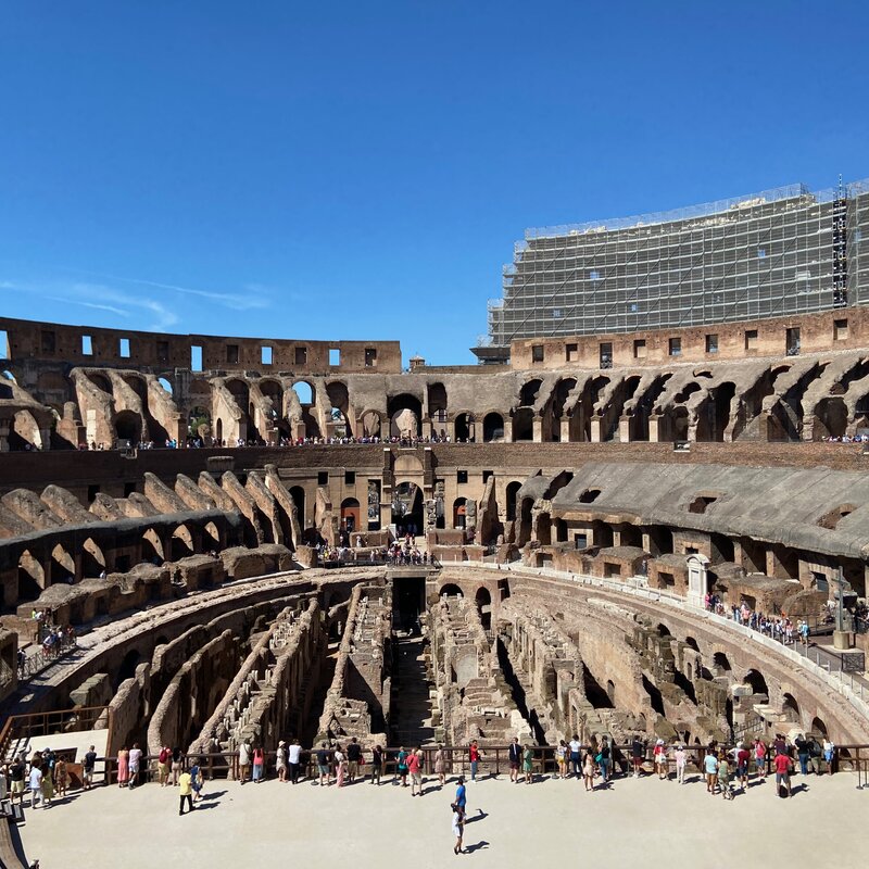 Inside the Colloseum looking at it straight on.