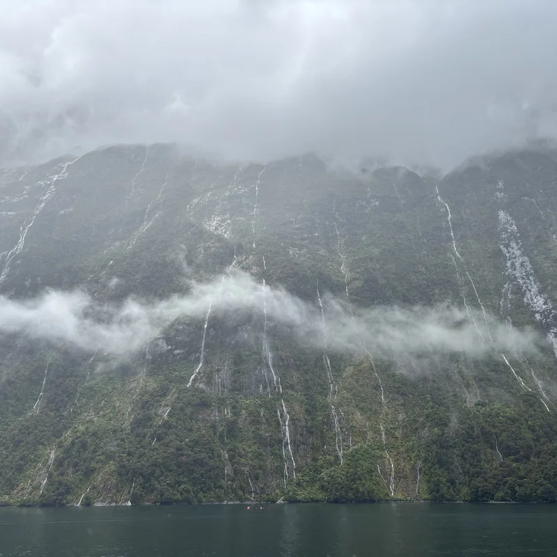 Waterfalls fall down the cliff, Picture 1.