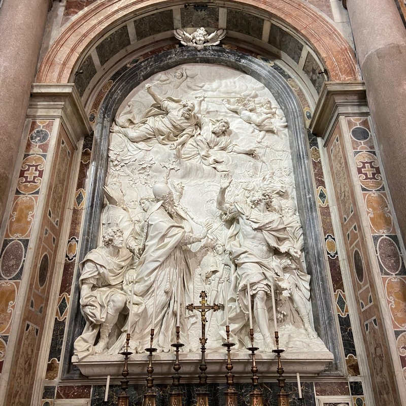 A stone carving inside St. Peter's Basilica.