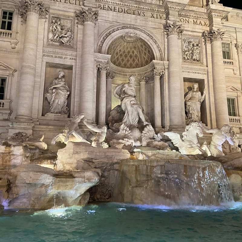 Trevi Fountain at night.