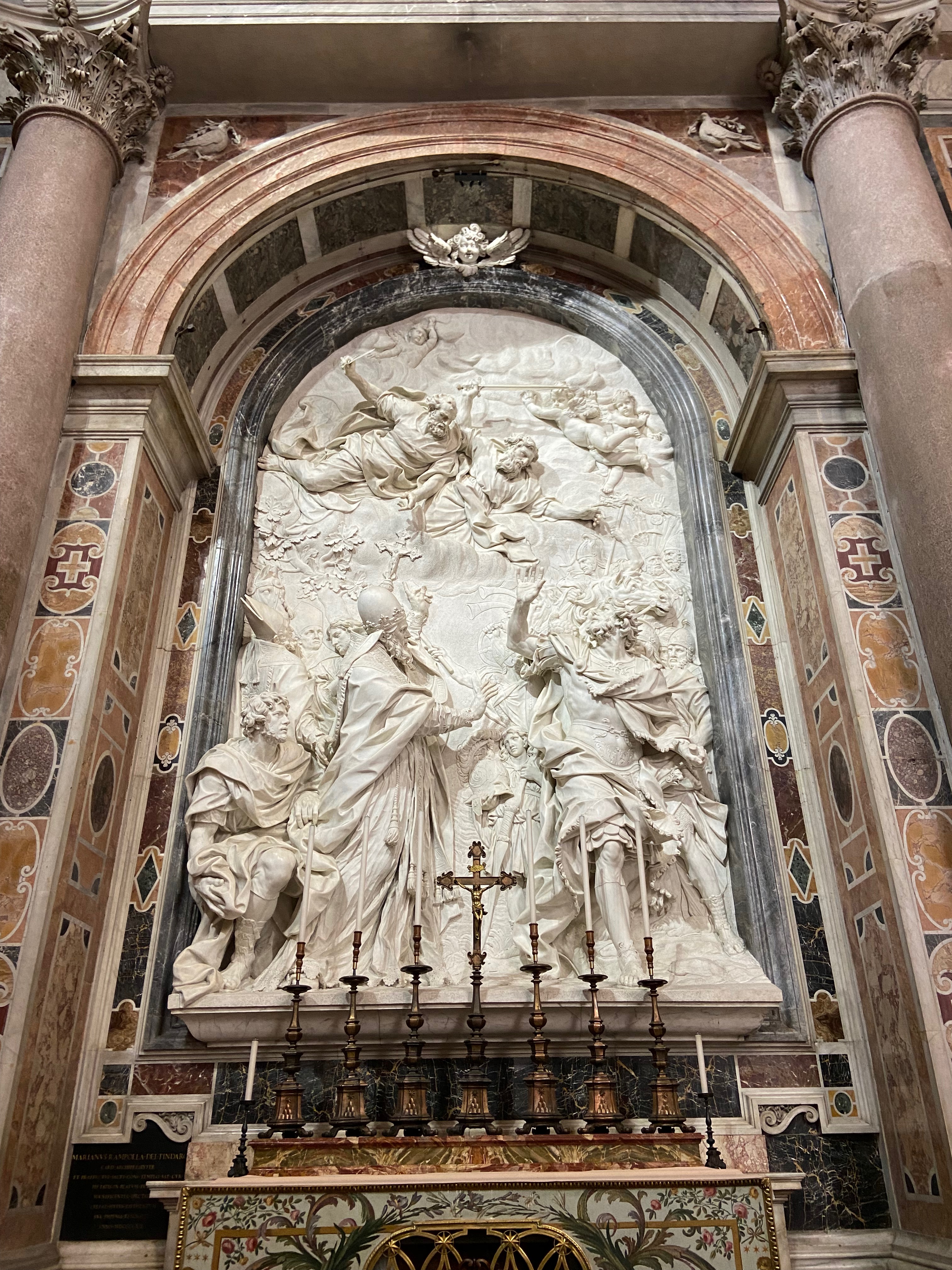 A stone carving inside St. Peter's Basilica.