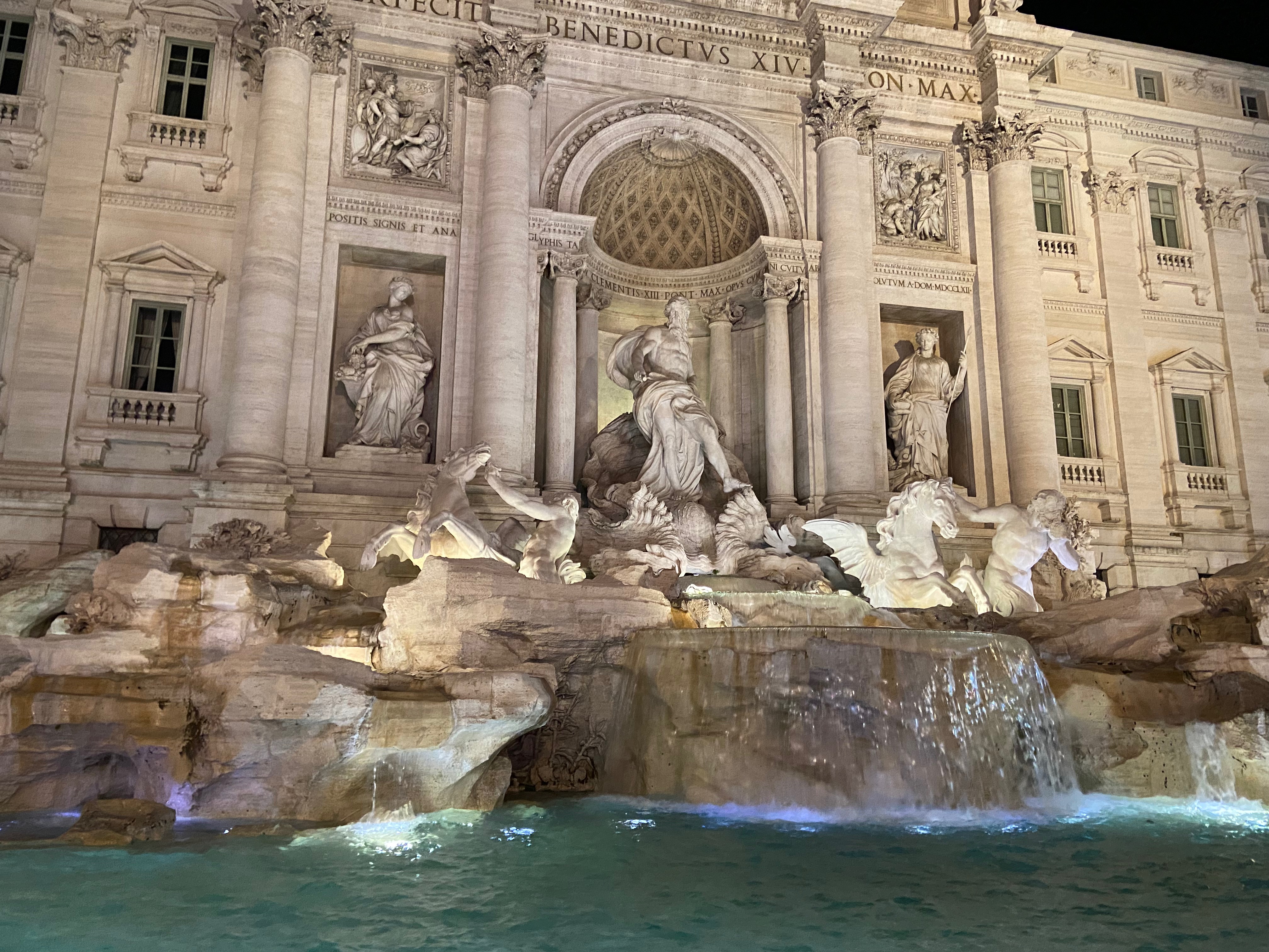 Trevi Fountain at night.